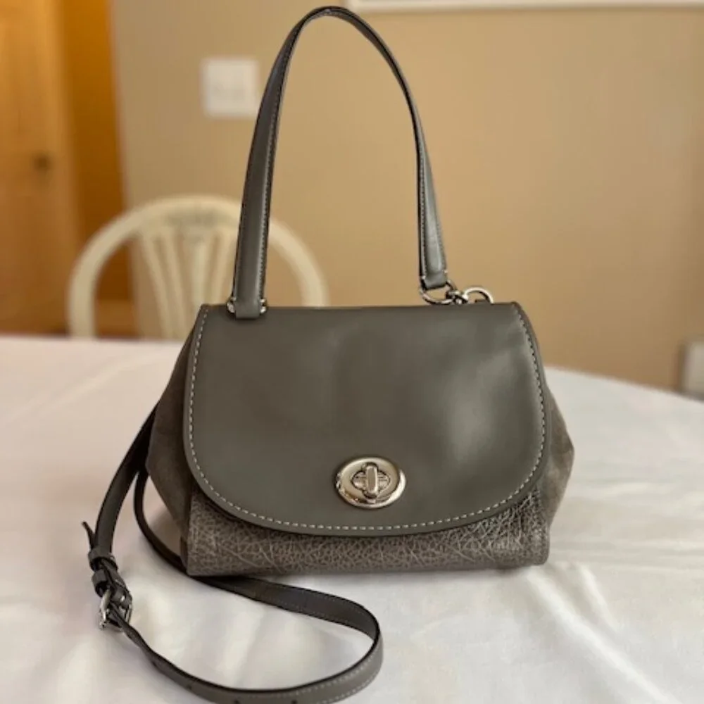 COACH | New York Faye Suede and Gray Leather Crossbody Shoulder Bag-EUC - Picture 3 of 16